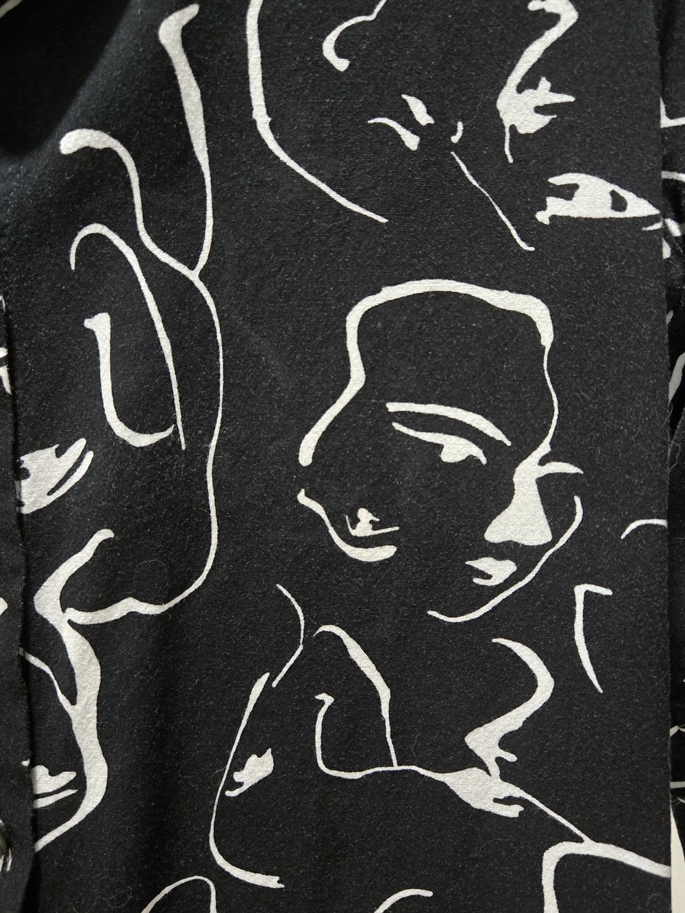 Black Abstract Face-Print Button Down Shirt - Picture 5 of 7